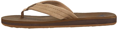 Men's Carver Suede 3 Point Flip Flop Athletic Sandal, Tan/Solid, 11 M US