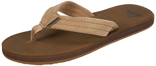 Men's Carver Suede 3 Point Flip Flop Athletic Sandal, Tan/Solid, 11 M US