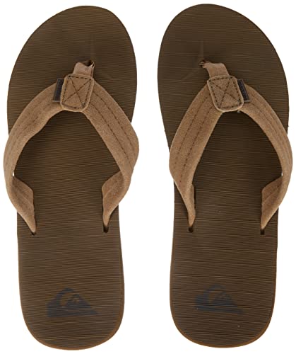 Men's Carver Suede 3 Point Flip Flop Athletic Sandal, Tan/Solid, 11 M US