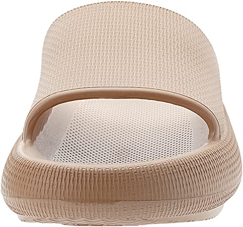 Slides for Women and Men Unisex Soft Foam Pillow Slippers House Shower Home Sandals Shoes Size 11 Comfy Cushioned Thick Sole 44-45 Brown