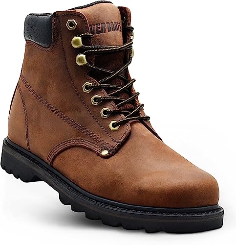 BOOTS Tank Men's Soft Toe Oil Full Grain Leather Work Boots Construction Rubber Sole (13 D(M), Darkbrown)