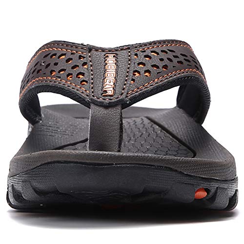 Mens Flip Flop Indoor and Outdoor Thong Sandals Beach Slippers Brown 2, 11 Men