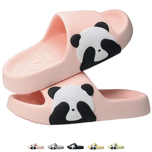 Couple Home Slippers Sandals House Shoes Summer Shower Slippers Soft Sole Cute Cartoon Panda Print Indoor Shoes Beach Slippers Bathroom Shoes for Women Men, Pink, 6-7 Women/4-5.5 Men