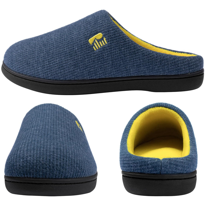 Men's Original Two-Tone Memory Foam Slipper, Size 9-10 US Men, Blue/Maize