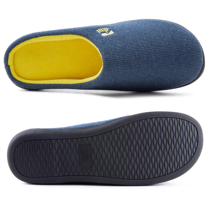 Men's Original Two-Tone Memory Foam Slipper, Size 9-10 US Men, Blue/Maize